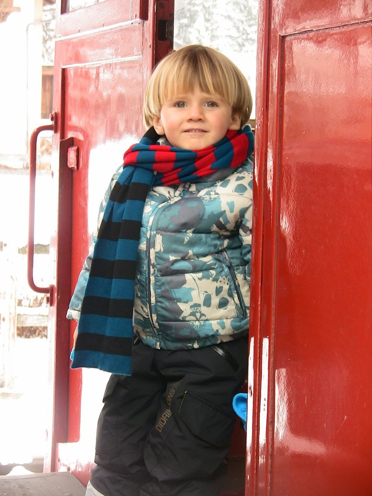 Sam on the train red